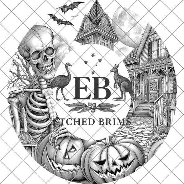 Halloween Hat Template, Skeleton Hat Burning Design, Spooky Season, PNG, Hat Burning Stencil, Hat Burning Design, Engraving Pattern, EB471