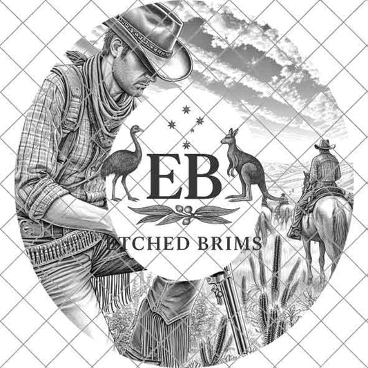 Cowboy & Horse 12 Hat Engraving, Western Brim PNG Template, Digital Laser Design Wide Brim Faux Suede Hat, Boho,Laser Hat Burning File EB172