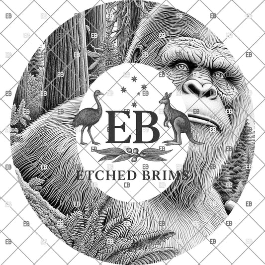 Bigfoot Brim Template PNG | Sasquatch Forest Hat Engraving Design | Hunting Burning File | Laser Engraving Download, EB1219