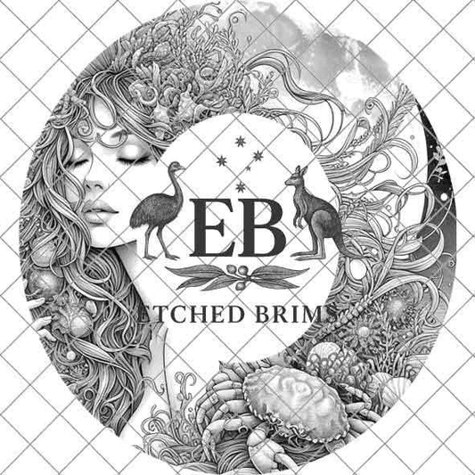 Cancer Zodiac Hat Design PNG, Laser Engraving File, Western Boho Digital Download, Hat Engraving Design, Western Hat File, EB304