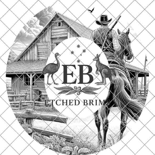 Cowboy & Horse 10 Hat Engraving, Western Brim PNG Template, Digital Laser Design Wide Brim Faux Suede Hat, Boho,Laser Hat Burning File EB173