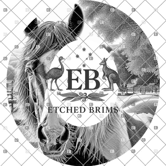 Pinto Horse, Hat Engraving Design, Digital Download PNG, Barock Pinto Hat Burning Template, Wide Brim Hat Stencil, EB1203