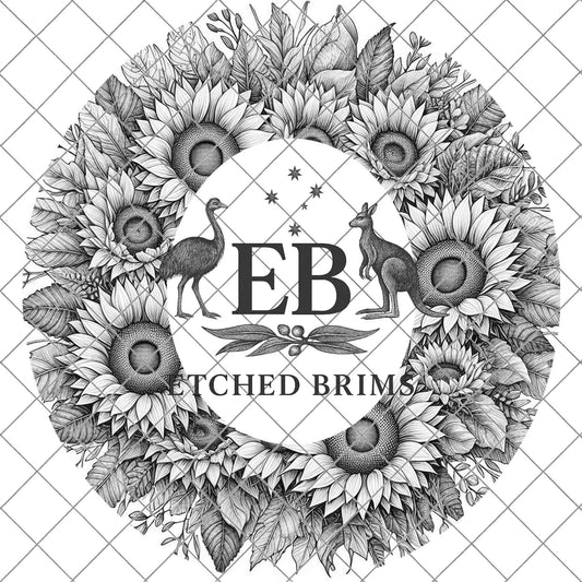 Sunflower Hat Burning Design, Laser Engraving Template for Wide Brim Fedora Hats, EB699