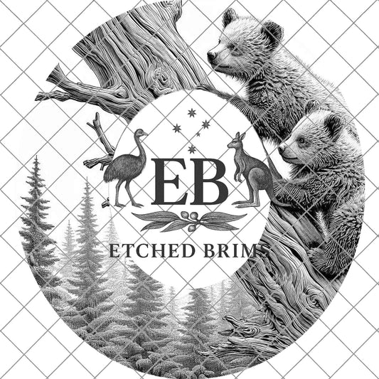 Bear Cubs, Hat Burning Design, Wide Briim Hat Template, Hat Laser Engraving Design, Digital Download PNG, EB741