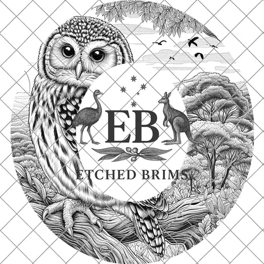 Owl 7 Laser Hat Burning Design, Digital Download PNG, Hat Burning Template, Hat Laser Engraving Design, Wide Brim Hat Laser File, EB625