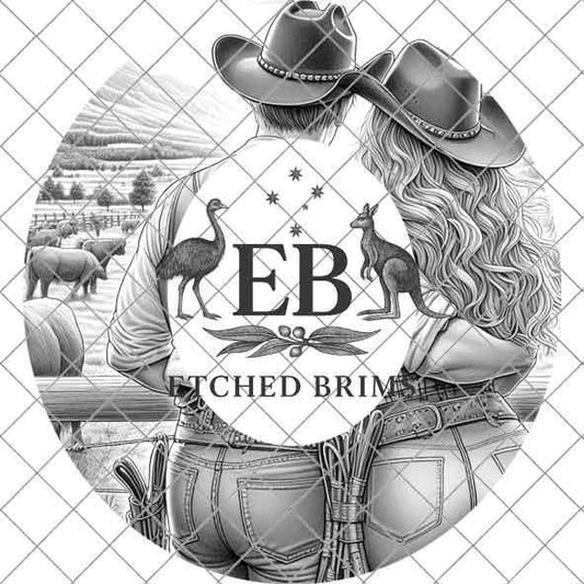 Cowgirl Cowboy 6, Laser Hat Burning Design, Digital Download PNG, Hat Burning Template, Hat Laser Engraving Design, Wide Brim Hat File EB214