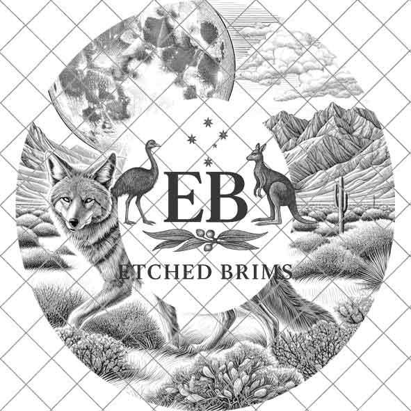 Desert Wolf 6 Hat Engraving Template, Howling Wolf Western Desert Scene, Laser Hat Design, Wide Brim Hat, Cowboy Style, Laser File EB179