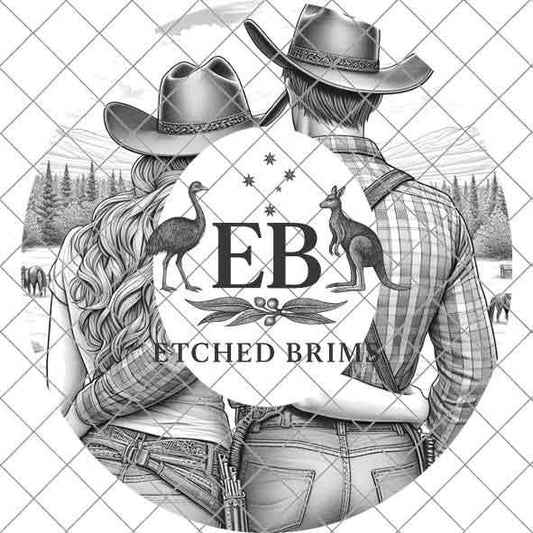 Cowgirl Cowboy 4, Laser Hat Burning Design, Digital Download PNG, Hat Burning Template, Hat Laser Engraving Design, Wide Brim Hat File EB212