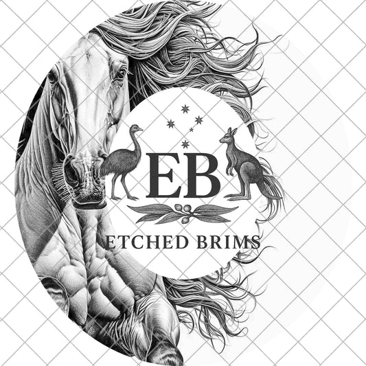 Wild Horse Half Hat Burning Design, Laser Engraving Template, Wide Brim Hat Stencil, SVG, and PNG, EB1011