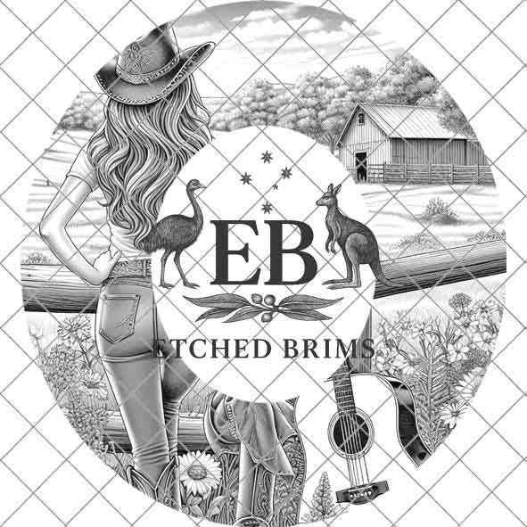 Cowgirl 14, Laser Hat Burning Design, Digital Download PNG, Hat Burning Template, Hat Laser Engraving Design, Wide Brim Hat File EB74