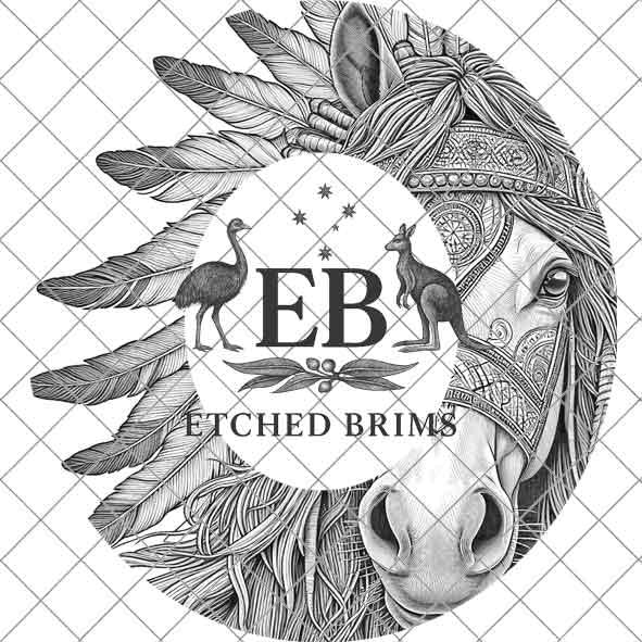 Indian Horse & Feathers 8, Laser Hat Burning Design, Digital Download PNG, Hat Burning Template, Hat Laser Engraving Design, Hat File EB102