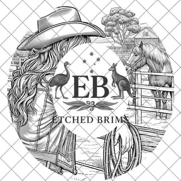 Cowgirl 4, Laser Hat Burning Design, Digital Download PNG, Hat Burning Template, Hat Laser Engraving Design, Wide Brim Hat File EB68