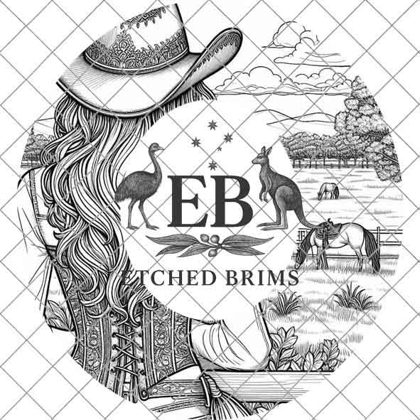 Cowgirl Silhouette, Laser Hat Burning Design, Digital Download PNG, Hat Burning Template, Hat Laser Engraving Design,Wide Brim Hat File EB11