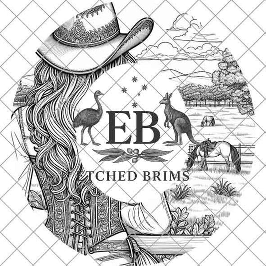 Cowgirl Silhouette, Laser Hat Burning Design, Digital Download PNG, Hat Burning Template, Hat Laser Engraving Design,Wide Brim Hat File EB11