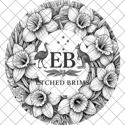 Daffodil Flowers 3, Hat Burning Design, Digital Download PDF & PDF Hand Burning, Wide Brim Hat, Printable Hat Stencil, EB615