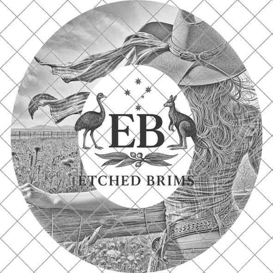 Cowgirl Country Wide Brim Hat Design, Laser Hat Burning Design, Digital Download PNG and SVG, Hat Burning Template, Cowgirl Hat, EBM02