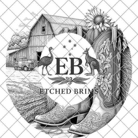 Cowgirl Boots 1 Hat Engraving, Western Brim PNG Template, Digital Laser Design Wide Brim Faux Suede Hat, Boho,Laser Hat Burning File EB444
