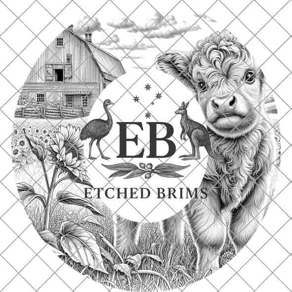 Highland Cow #2, Laser Hat Burning Design, Digital Download PNG, Hat Burning Template, Hat Laser Engraving Design, Wide Brim Hat File, EB52