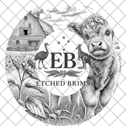 Highland Cow #2, Laser Hat Burning Design, Digital Download PNG, Hat Burning Template, Hat Laser Engraving Design, Wide Brim Hat File, EB52