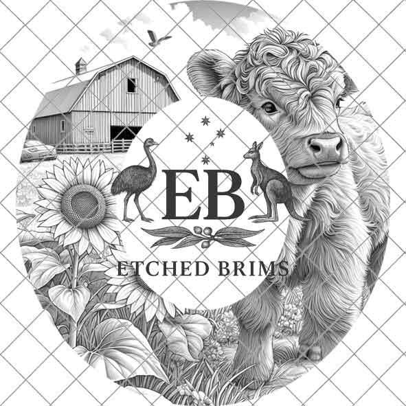 Highland Cow #6, Laser Hat Burning Design, Digital Download PNG, Hat Burning Template, Hat Laser Engraving Design, Wide Brim Hat File, EB53