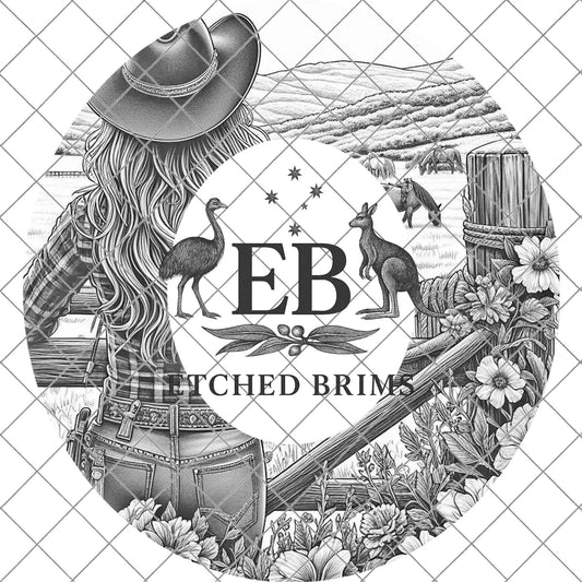 Cowgirl Flowers Hat Burning Design, Western Laser Engraving Template for Wide Brim Fedora, EB713