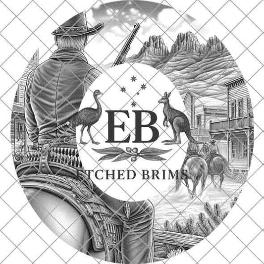 Gunslinger Cowboy 6 Hat Engraving, Western Brim Template, Digital Laser Design Wide Brim Faux Suede Hat, Boho,Laser Hat Burning File EB256