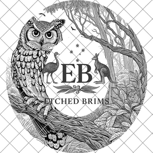 Owl 6 Laser Hat Burning Design, Digital Download PNG, Hat Burning Template, Hat Laser Engraving Design, Wide Brim Hat Laser File, EB626