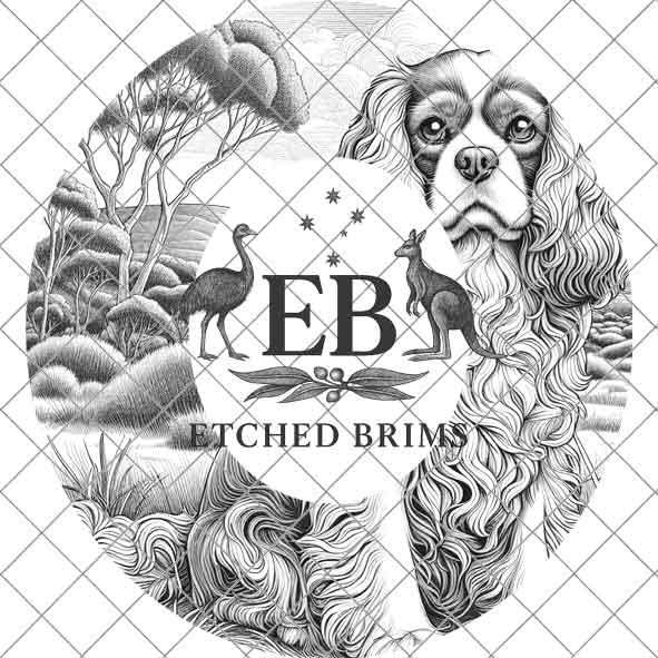 King Charles Cavalier Hat Engraving Template | PNG Brim File for Burning & Etching | Digital Dog Hat Rim Design for Laser Engravers – EB389