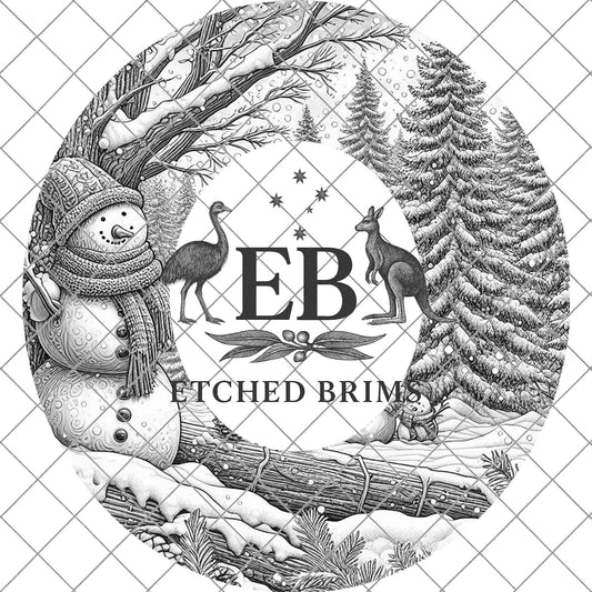 Snowman Hat Burning Design, Winter Laser Engraving Wide Brim Fedora Template, EB693