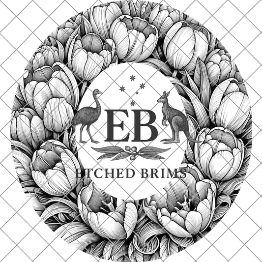 Tulip Flowers 2 Hat File, Laser Hat Burning Design, Digital Download PNG, Hat Burning Template, Hat Laser Engraving Design, Hat File EB638