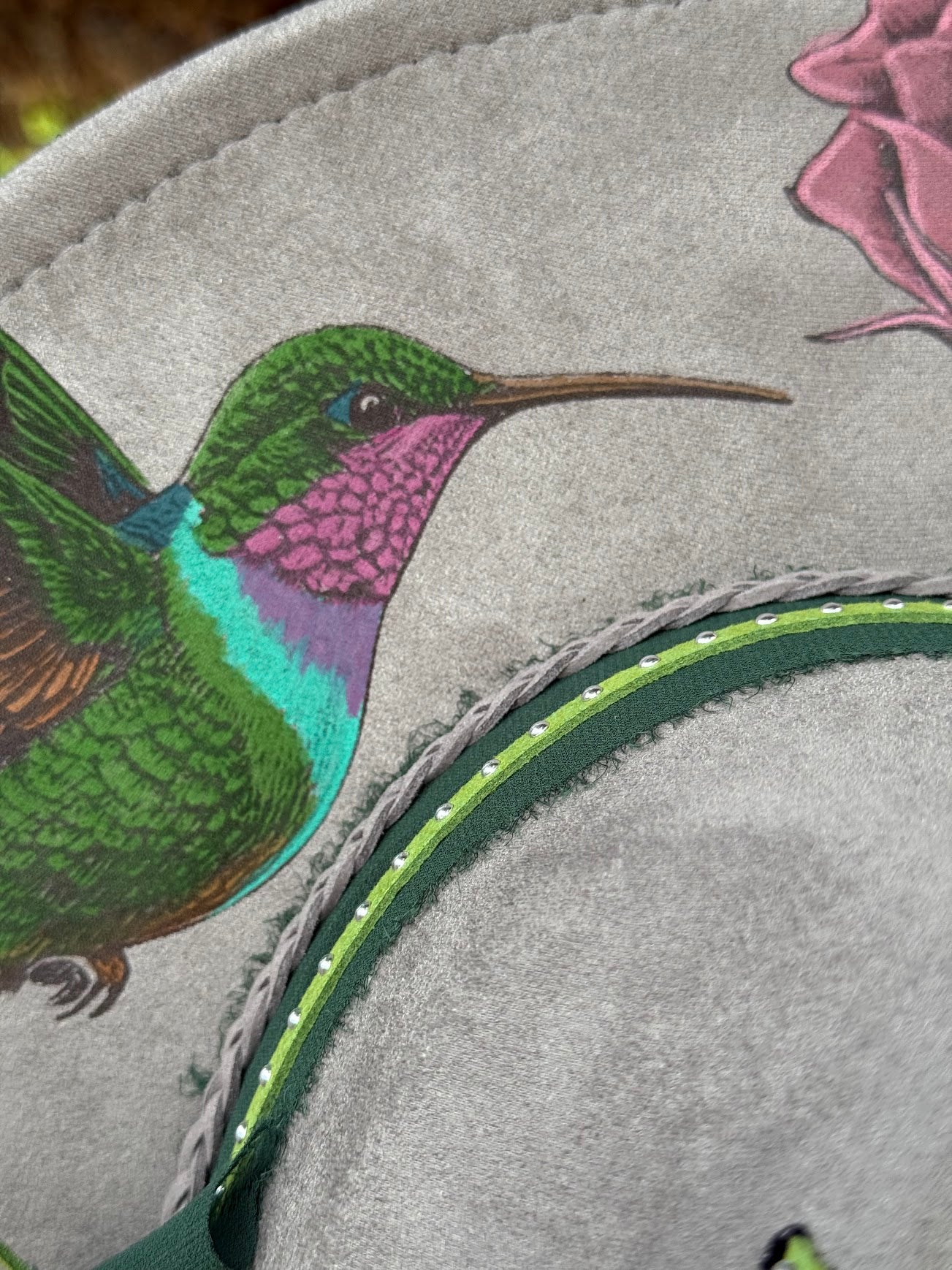 Hummingbird and Roses - Engraved Wide Brim Hat, Vegan Suede Fedora Hat, Laser Engraved, Cowboy Hat, Burned Fedora