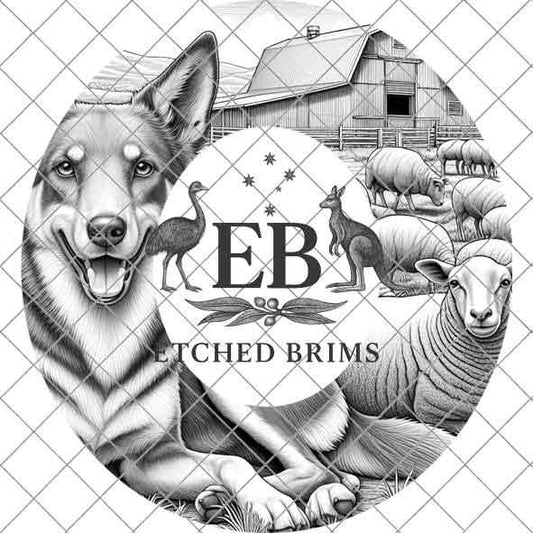 Kelpie Dog 9, Sheep, Laser Hat Burning Design, Digital Download, Hat Burning Template, Hat Laser Engraving Design, Wide Brim Hat File EB266