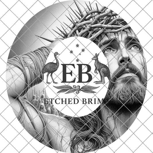 Jesus Crown of Thorns, Hat Burning Design, Christian Wide Brim Hat Design, Laser Engraving Brim Template PNG, EB690