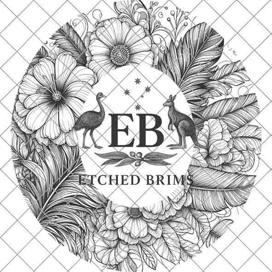 Boho Floral Feathers Laser Hat Burning Design, Digital Download PNG, Hat Burning Template Hat Laser Engraving Design Wide Brim Hat File EB05