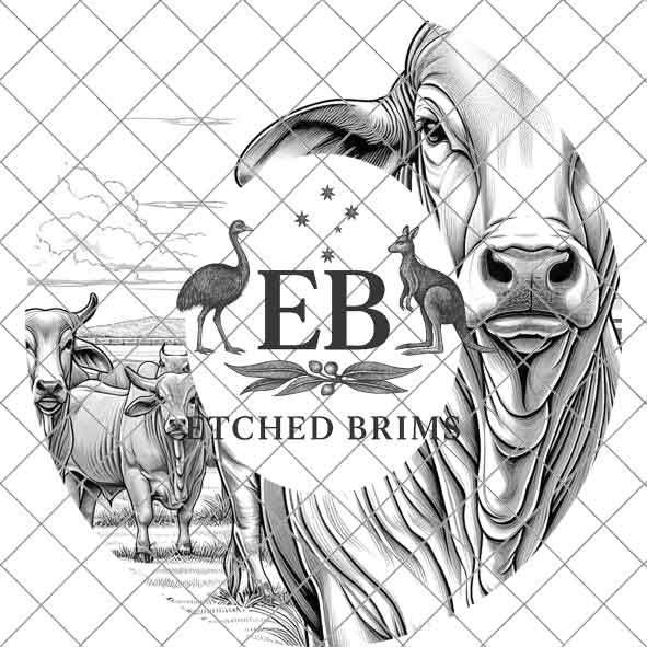 Brahman Bull 1 Laser Hat Burning Design, Digital Download PNG Hat Burning Template Hat Laser Engraving Design Wide Brim Hat Laser File EB146