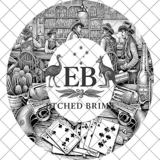 Cowboy Hat Guns 2, Laser Hat Burning Design, Digital Download PNG Hat Burning Template, Hat Laser Engraving Design Wide Brim Hat File EB251