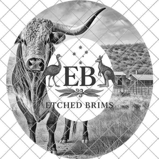 Longhorn Cow Wide Brim Hat Design, Laser Hat Burning Design, Digital Download PNG and SVG, Hat Burning Template, Country, Cowgirl Hat, EBM05