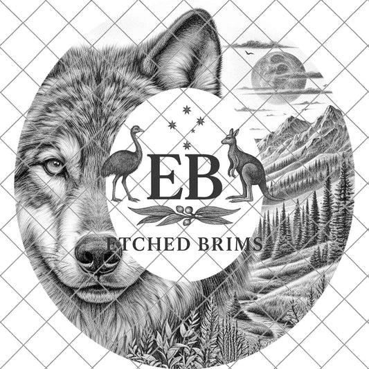Wolf Hat Engraving Template, Wide Brim Hat Pattern, Templates Hat Burning Design, PNG, EB801