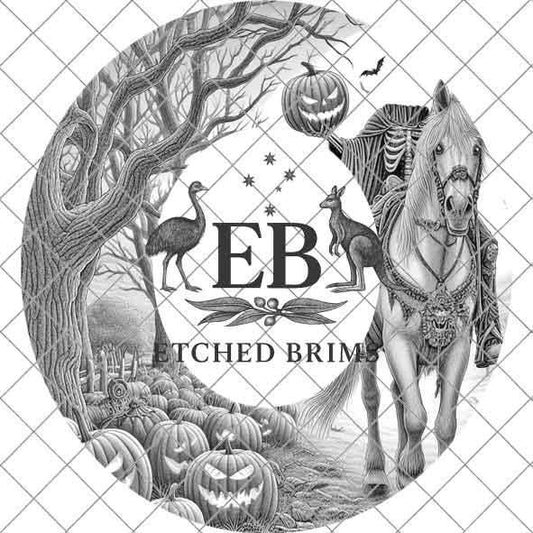 Halloween Hat Template, Headless Horseman, Spooky Season, PNG & PDF File, Hat Burning Stencil, Hat Burning Design, Engraving Pattern, EB457