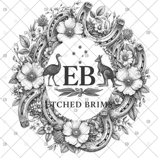Horseshoes Hat Burning Design, Western Floral Laser Burning Template, Hat Engraving File EB1243