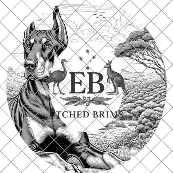Hat Burning Design, Doberman Dog, Cowboy Western Hat, PNG PDF, Stencils for Hats, Hat Engraving Template, Engraving Pattern, EB385