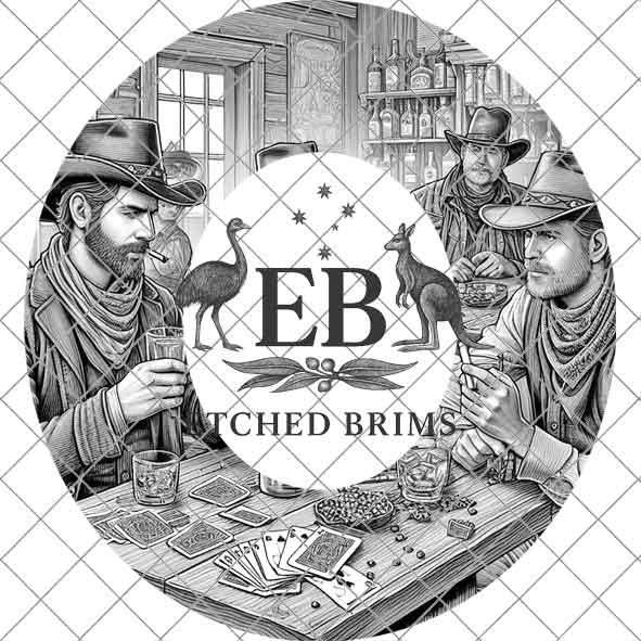 Saloon Bar Cowboy 2, Hat Engraving, Western Brim, Template, Digital Laser Design Wide Brim Faux Suede Hat, Boho,Laser Hat Burning File EB296