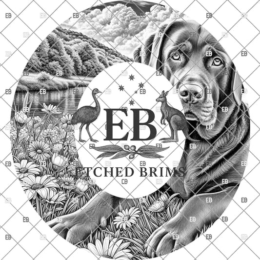 Labrador Dog Laser Engraving Template, Lab Retriever Hat Brim Design, Dog Burning File for Laser Engraved Hats, EB1143