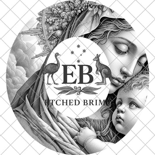 Virgin Mary and Child Hat Engraving Template, Holy Mother and Baby Jesus, Laser Etching Design for Wide Brim Hats EB903