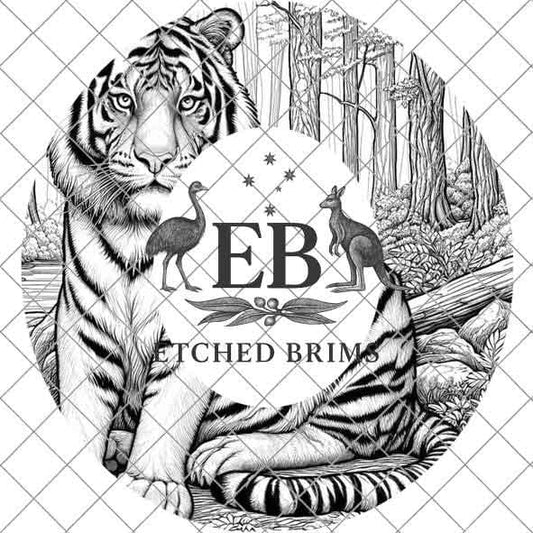 Hat Burning Design, Tiger, Traceable PDF, PNG, Hat Burning Template, Hat Laser Engraving Design, Wide Brim Hat Laser File, Hat Stencil, EB03