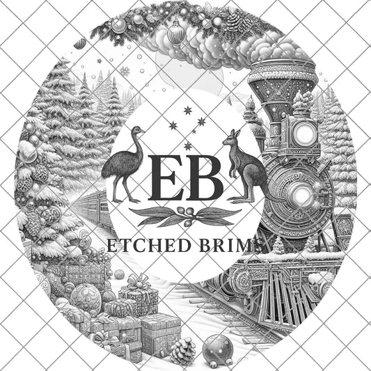 Snowy Christmas Train, Hat Burning Design, Festive Digital Download, Hat Burning Template, Wide Brim Hat Design, Hat Stencil, EB682