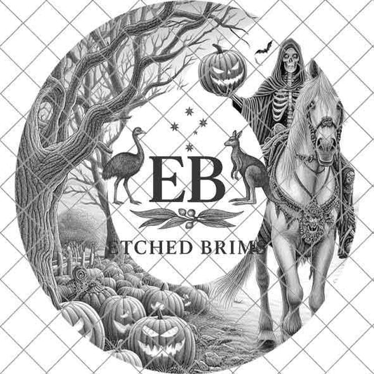 Halloween Hat Template, Headless Horseman, Spooky Season, PNG & PDF File, Hat Burning Stencil, Hat Burning Design, Engraving Pattern, EB423