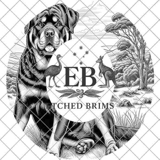 Rottweiler Brim Burning File for Laser Engraving | PNG Template for Hat Makers | Western Dog Brim Design | Instant Digital Download - EB393