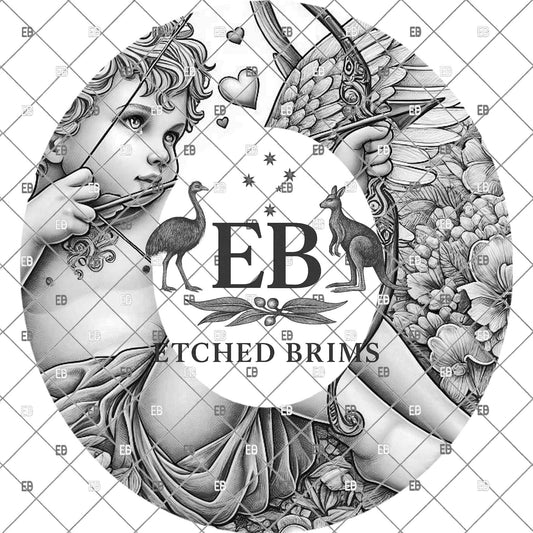 Cupid Valentine, Hat Engraving Design, Digital Download PNG, Love Heart, Wide Brim Laser Template Design, EB1119