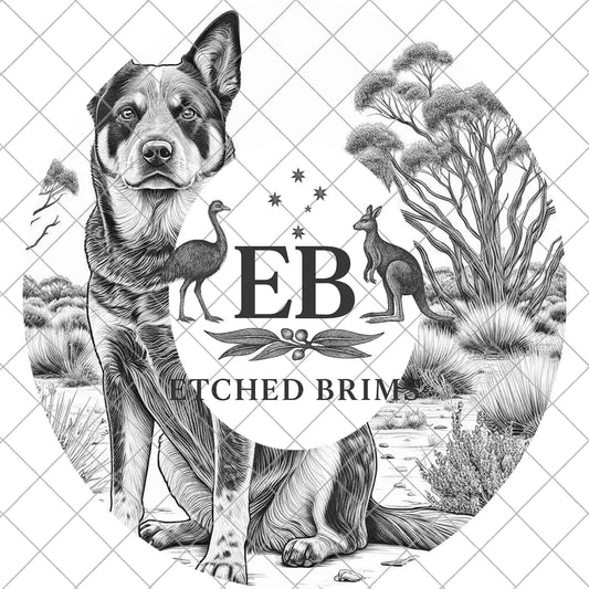 Blue Heeler Dog and Cow, Hat Burning Design, PNG for Laser Engraving, Working Dog PNG, Western Hat Design, Digital File for Burning, EB961